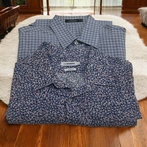 J. Lindeberg Lot of (2) Blue Floral‎ and Striped Long Sleeve Button Downs Size M